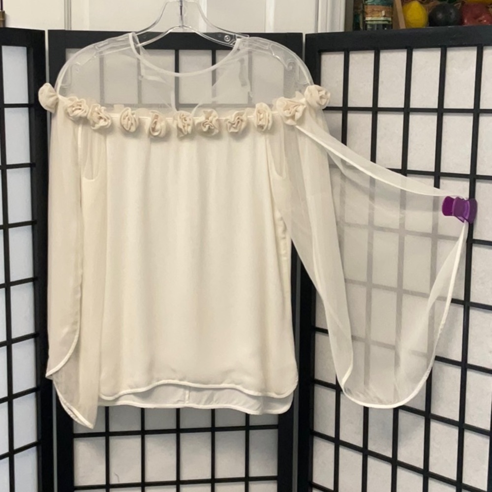 Chic Cream Off-Shoulder Women's Blouse